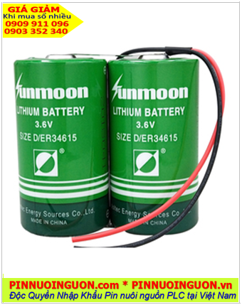 Sunmoon ER34615, Pin nuôi nguồn PLC Sunmoon ER34615 (2 viên ghép đôi) Lithium 3.6v 40 000mAh 